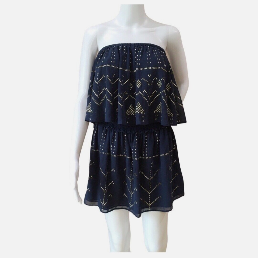 Ramy Brook Strapless Navy Mini Crissa Dress Stud Casual Beach Summer